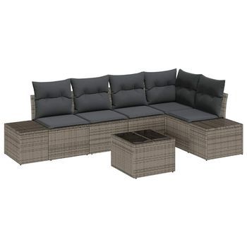 Conjunto De Sofás De Jardín Gris Claro Ratán Sintético Vidaxl
