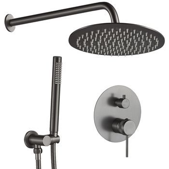 Conjunto De Ducha Emoptrado Ocult Rea Lungo Grip Titanium + Box