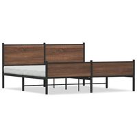 estructura de cama sin colchon metal marron roble 160x200 cm