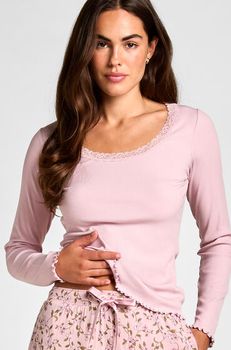 Hunkemöller Top de Jersey con Encaje Rosa