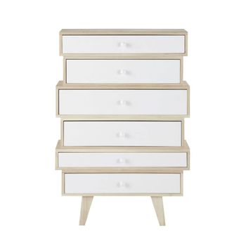 Cajonera de 6 cajones de paulonia blanca
