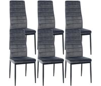 set de 6 sillas de comedor mayfair terciopelo gris 40x415x99 cm