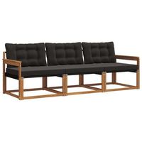 conjunto de sofas de exterior con cojin 3 piezas  mueble de jardin natural y negro