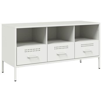 Mueble Para Tv | Mueble De Salón | Gabinete De Tv Acero Blanco 100,5x39x50,5 Cm