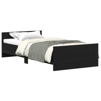 Estructura De Cama Sin Colchón Roble Negro 90x200 Cm