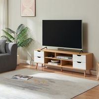 mueble de tv bordkak con cajones 140x30x45cm - efecto robleblanco encasa