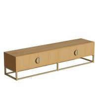 mueble tv de 180 cm con acabado de madera cuatro puertas y cierre suave