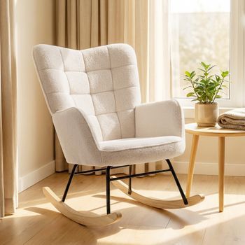 Mecedora De Acero Poliéster Homcom 71x98x101 Cm Beige