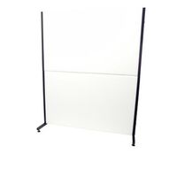 biombo separador para oficinas y centros de trabajo desmontable y con estructura de color negro - tapizado en similpiel color blanco piqueras y crespo modelo valdeganga