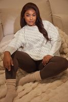 yours jersey blanco de punto trenzado mujer curvy y tallas grandes yours