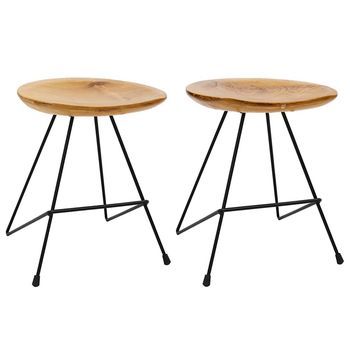 Taburetes De Cocina 2 Unidades Madera De Teca Maciza Vidaxl
