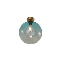 lampara techo art deco laton cristal azul