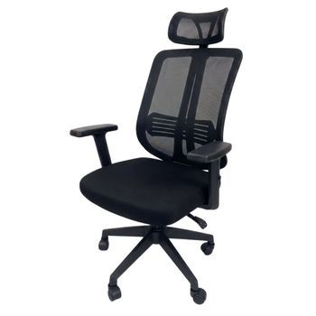 Silla De Oficina Ergovan Despacho En Color Negro De Tela 115x61x48 Cm