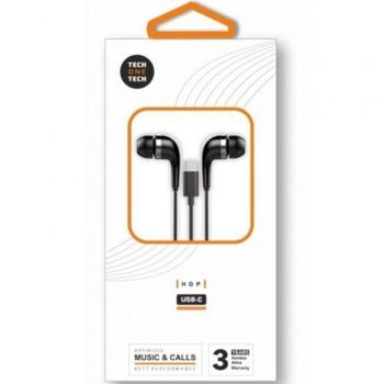 Auriculares Tech One Tech TEC1305 con cable USB-C, microfono, reduccion de ruido, negros