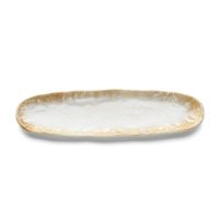 plato de servir de ceramica en blanco miel 408x115x22 cm