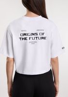 camiseta de manga corta mujer - dfranklin - origins cropped t-shirt white  black - talla - color white