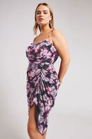yours london vestido tirantes negro floral con fruncidos mujer curvy y tallas grandes yours london