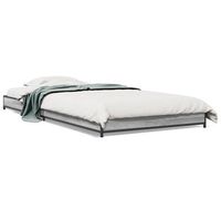 estructura cama madera ingenieria metal gris sonoma 100x200 cm