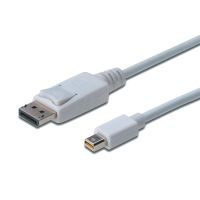 digitus cable de conexion mini dp-displayport 3m con bloqueo blanco