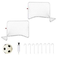 homcom set de 2 porterias de futbol con red y balon para ninos adultos 78x46x56