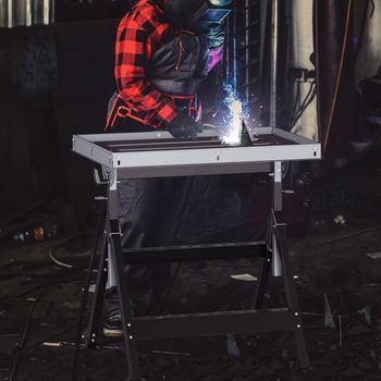 Mesa De Soldadura Plegable Banco De Trabajo Tablero Amplio 2 Ruedas Altura Ajustable 5 Ángulos Inclinación Carga 180 Kg Cfw71608