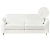 sofa 3 plazas patas metal retro tapizado de boucle blanco trosa