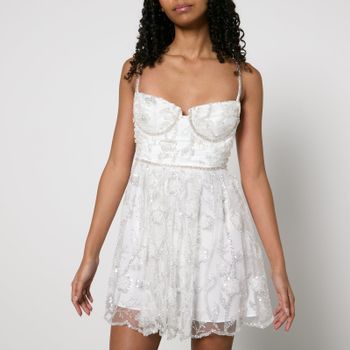 Self-Portrait Embellished Tulle Mini Dress - US 8/UK 12
