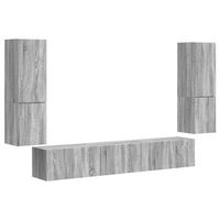 conjunto de mueble de tv 4 uds  mueble de salon  gabinete de tv gris sonoma madera de ingenieria