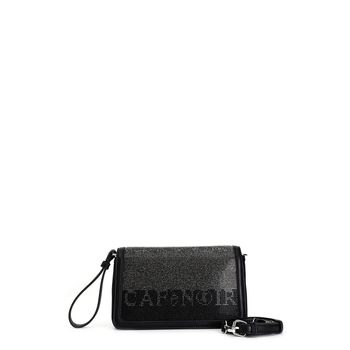 bolso de mano cubierto de pedrería bicolor black