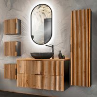 conjunto de muebles con lavabo paneles de melamina y mdf madera