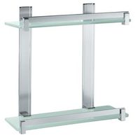 portaobjetos rectangular doble de aluminio y cristal
