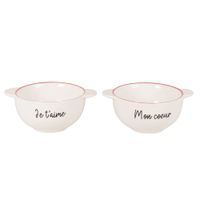 set de 2 boles amorosos de ceramica blanca negra y roja