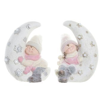 Adorno Navideño Dkd Home Decor Fibra De Vidrio Luna (2 Pcs) (31 X 20 X 43 Cm)