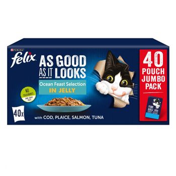Felix As Good As It Looks Jumbo Pack 40 x 100g - Ocean Feast Selection in Jelly