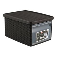 caja con tapa elegance plastico chocolate 29 x 21 x 39 cm