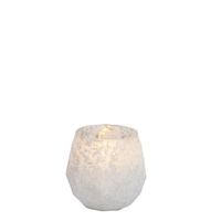 portavelas decorativo con efecto esmerilado en cristal blanco h10