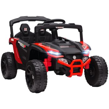 AIYAPLAY Coche Eléctrico para Niños 12V con 2 Motores Control Remoto 2,4G Suspensión Trasera Faros Música Rojo   Aosom España