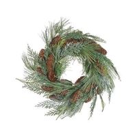corona verde 34 cm material sintetico ramas pinas nieve navidad asturia