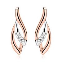 pendientes bicolor 14 quilates oro rosa diamante