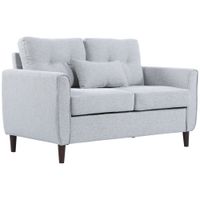 homcom sofa de 2 plazas sillon biplaza para salon con cojines asiento acolchado funda lavable 140x78x83 cm gris claro   aosom espana