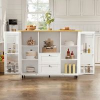 isla de cocina con ruedas encimera abatible 120 cm 2 cajones y almacenaje