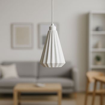 Lámpara De Techo Modelo Lindor Blbb Blanco Cable De Seda Trenzado Blanco Embellecedor Florón De Techo Blanco Luz Led E27