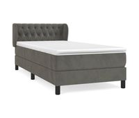 cama box spring con colchon terciopelo gris oscuro 100x200 cm diseno de botones