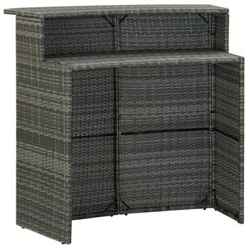 Mesa Alta De Jardín | Mesa De Exterior Ratán Sintético Gris 120x55x110 Cm