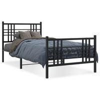 cama para adulto  cama individual  estructura de cama con cabecero y estribo metal negro 107x203cm