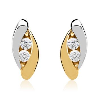 Pendientes de oro con circonita 8 quilates oro amarillo-blanco