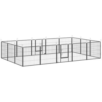 PawHut Parque para cachorros, 16 piezas parque plegable con puerta para perros pequeños y medianos, 320 x 320 x 80 cm, Gris   Aosom España