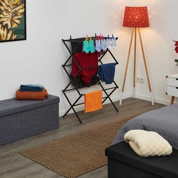 Percha Plegable De Metal - Black - 9.5x74x54cm