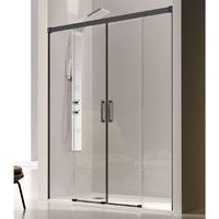 frontal de ducha 2 fijos  2 puertas correderas glase perfil negro 135 cm