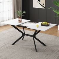 mesa comedor rectangular extensible blanca patas negras 120-160 x 80cm
